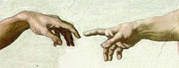 Picture of God Reaching for Adam's hand by Michelangelo